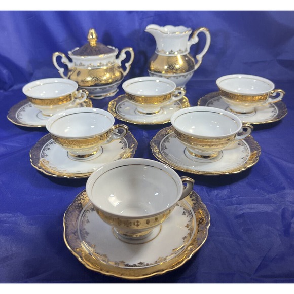 Porzellan Bavaria Tea Set For 6 Vintage Rare. *Pre-Owned* Lot Of 14